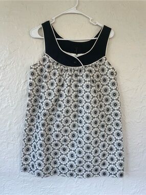 SDII baroque embroidered black and white Peter Pan collared mini dress, 70s; M